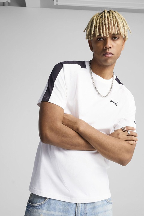 Puma, Tricou regular fit cu logo Terrain-Alpine, Alb/Negru stins