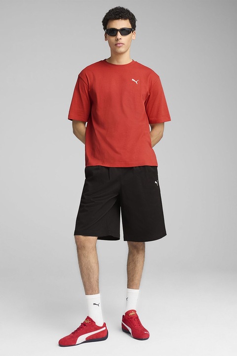 Puma, Tricou de bumbac cu decolteu la baza gatului, Coral