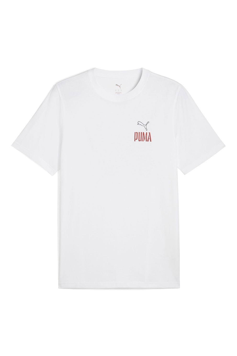 Puma, Tricou cu decolteu la baza gatului si imprimeu text, Alb, Negru, M