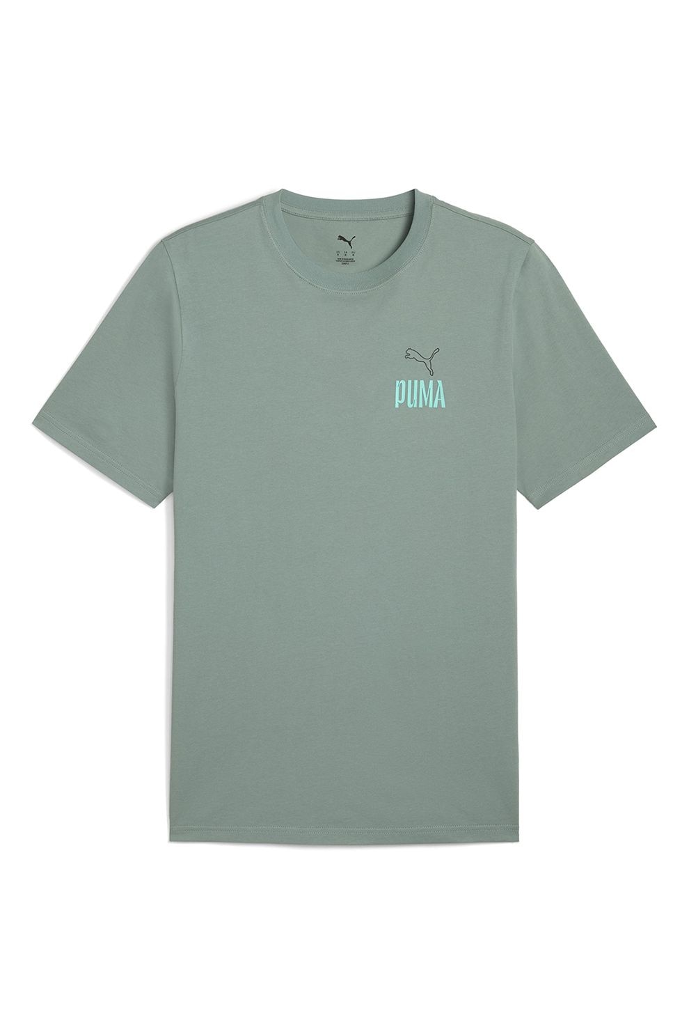 Puma, Tricou cu decolteu la baza gatului si imprimeu text, Negru, Gri cenusiu, XL