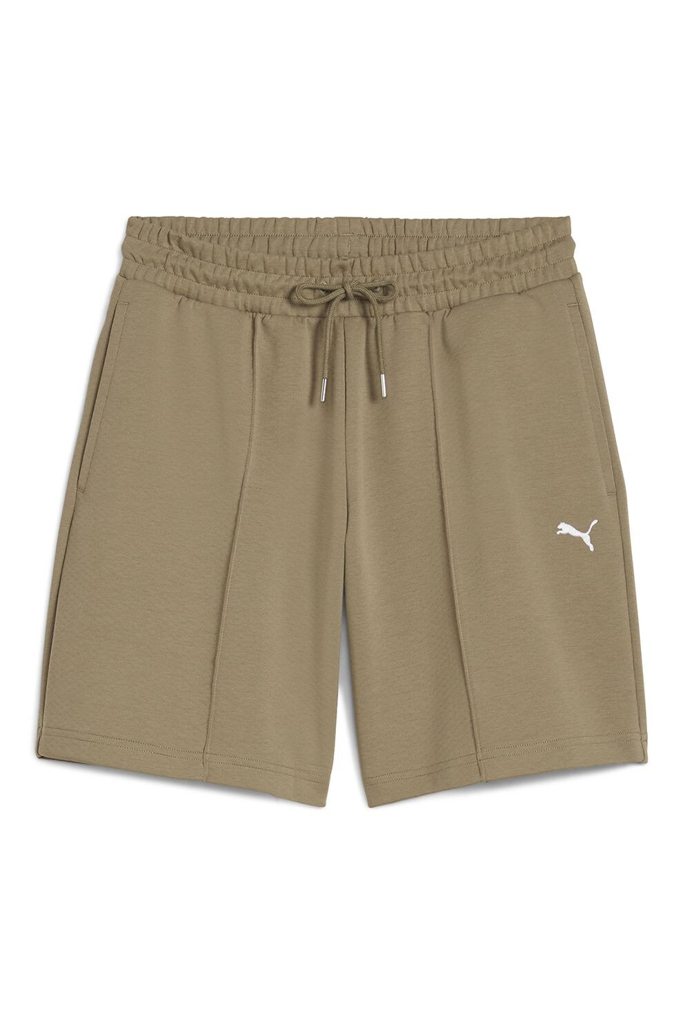 Puma, Pantaloni scurti cu talie inalta si logo, Maro deschis, XS