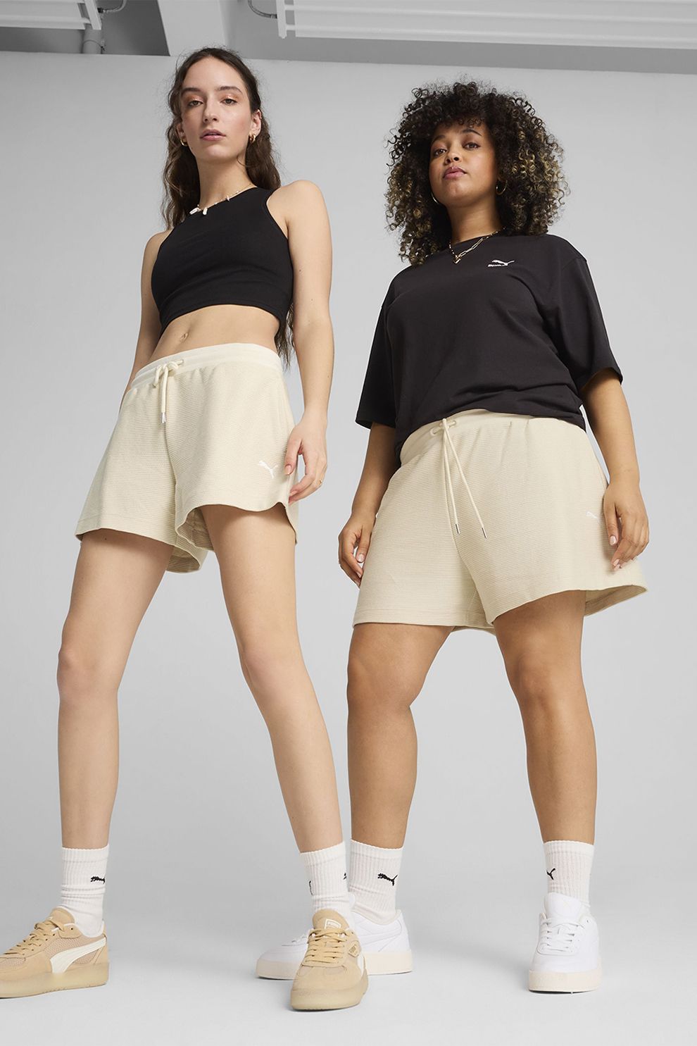 Puma, Pantalonis curti cu snur in talie, Bej deschis, M