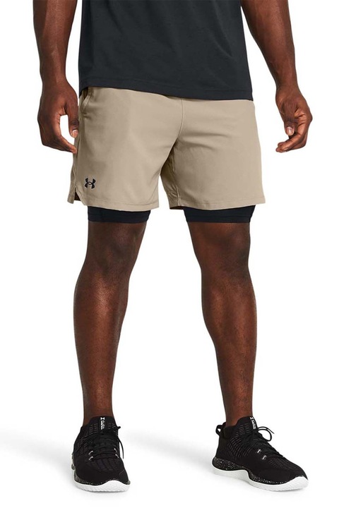 Under Armour, Pantaloni scurti pentru fitness Vanish, Negru/Maro taupe deschis