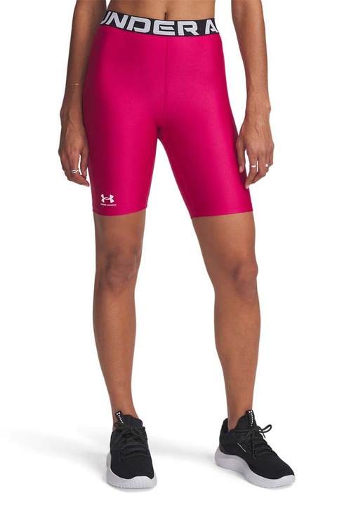 Under Armour, Colanti scurti cu banda logo pentru fitness Authentics, Fucsia