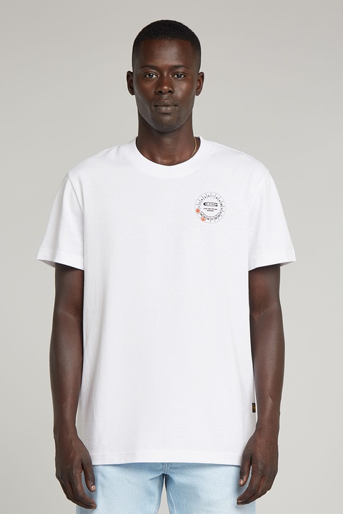G-STAR, Тениска от органичен памук, Бял