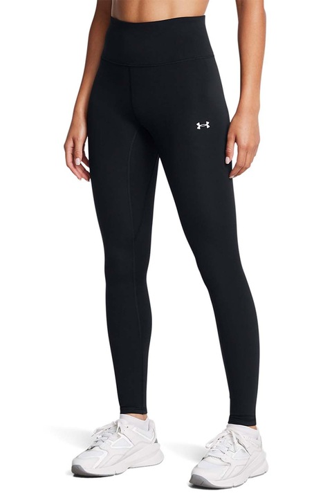 Under Armour, Colanti cu talie inalta si imprimeu logo Motion, Negru