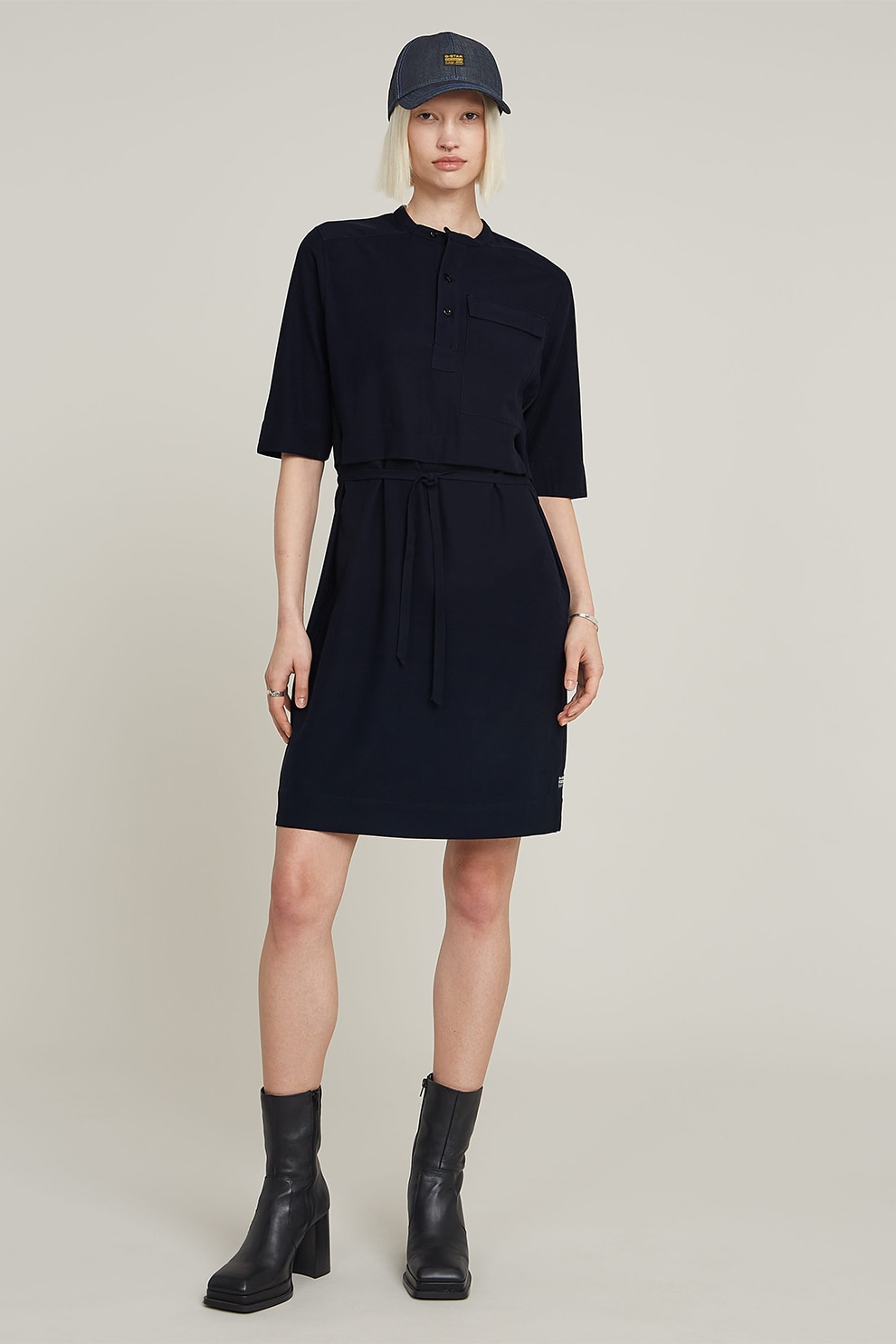 G-STAR, Rochie scurta cu croiala dreapta, Albastru ultramarin, M