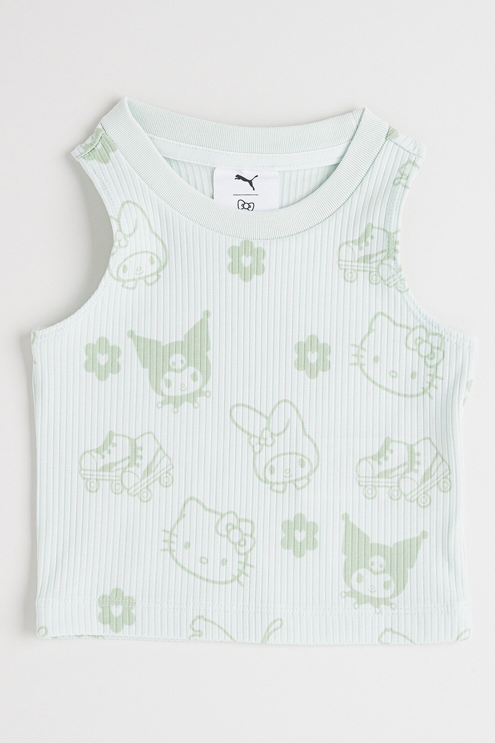 Puma, Top striat cu imprimeu Hello Kitty&Friends, Verde pal, 122 CM