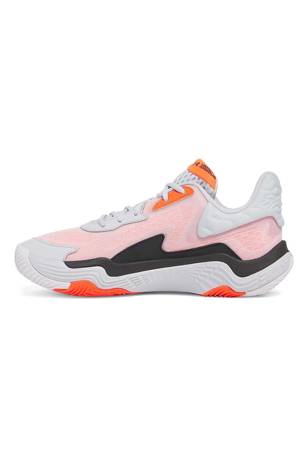 Under Armour, Pantofi pentru baschet Spawn 7, Negru, Gri deschis, Portocaliu, 8