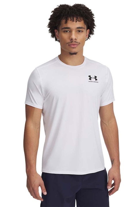 Under Armour, Tricou cambrat pentru fitness Heatgear, Alb murdar
