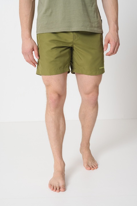 G-STAR, Pantaloni scurti de baie cu snur si model uni, Galben pal/Verde feriga