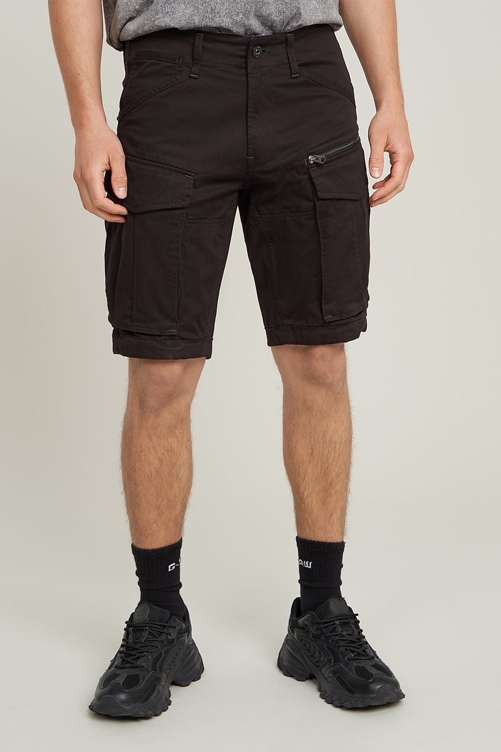 G-STAR, Bermude cargo cu croiala slim-fit, Negru, 30