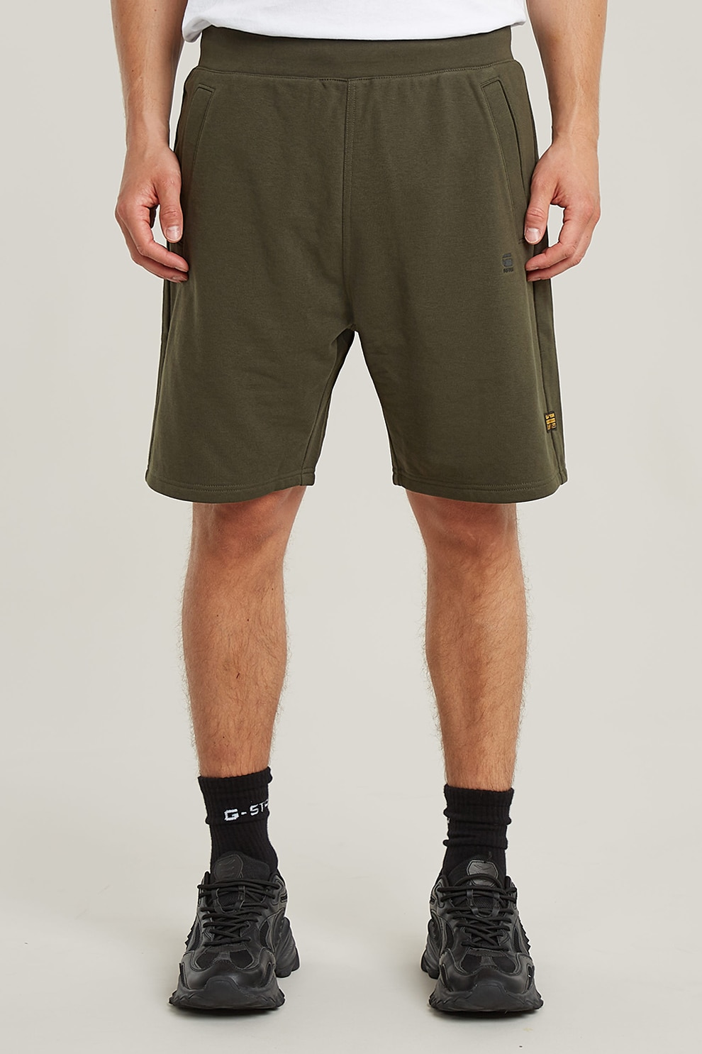 G-STAR, Bermude din amestec de bumbac organic, Verde masliniu, S