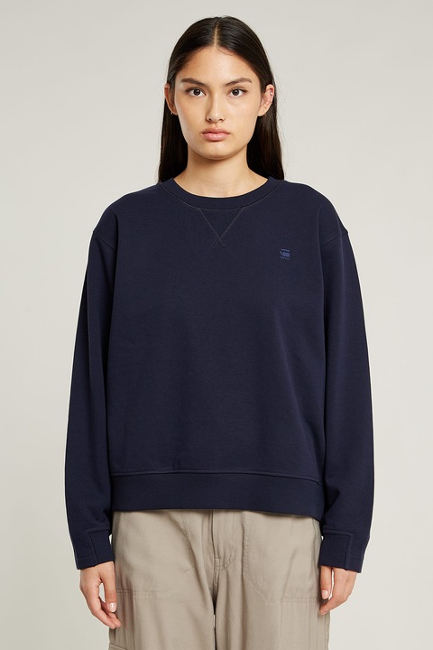 G-STAR, Bluza de trening din amestec de bumbac organic, Bleumarin