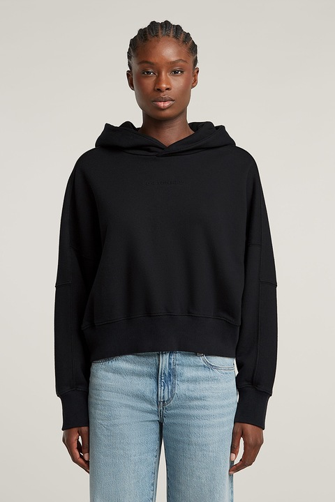 G-STAR, Hanorac de bumbac organic cu logo, Negru