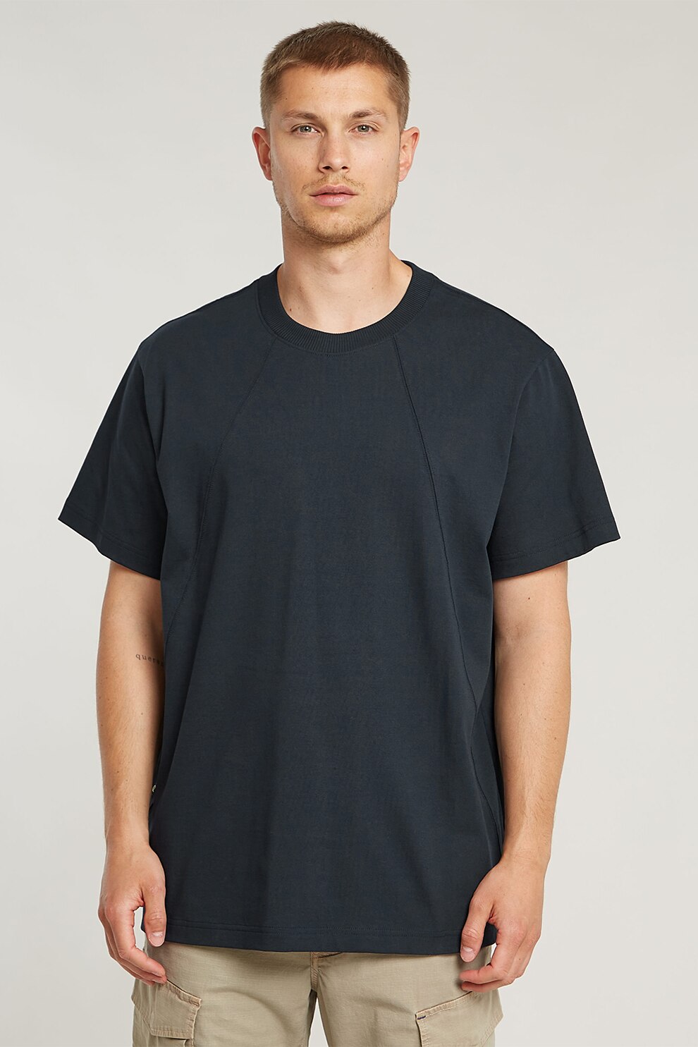 G-STAR, Tricou lejer din bumbac organic, Bleumarin, S