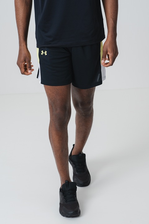 Under Armour, Pantaloni scurti pentru baschet Zone 7" Baseline, Negru/Verde lime