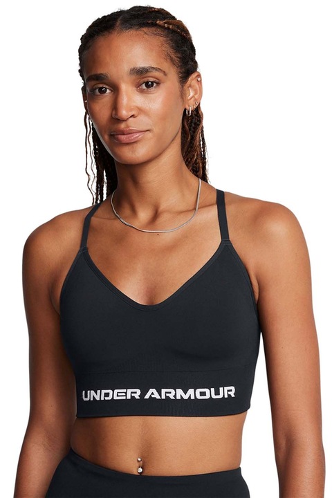Under Armour, Bustiera fara cusaturi pentru fitness Vanish, Negru, M