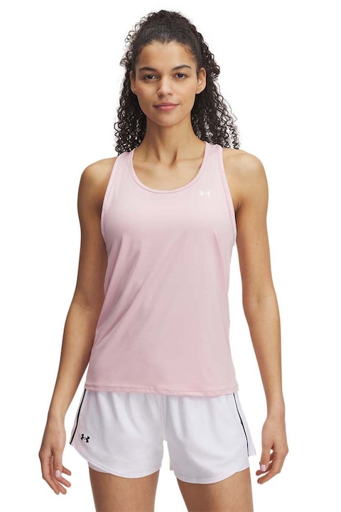 Under Armour, Top cu decupaj pe partea din spate, pentru fitness Knockout, Roz pal
