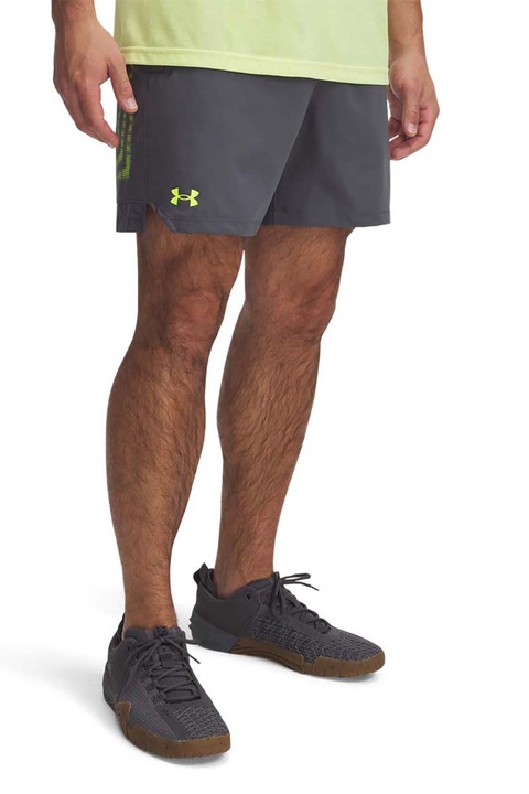 Under Armour, Pantaloni scurti cu logo, Gri inchis, 2XL