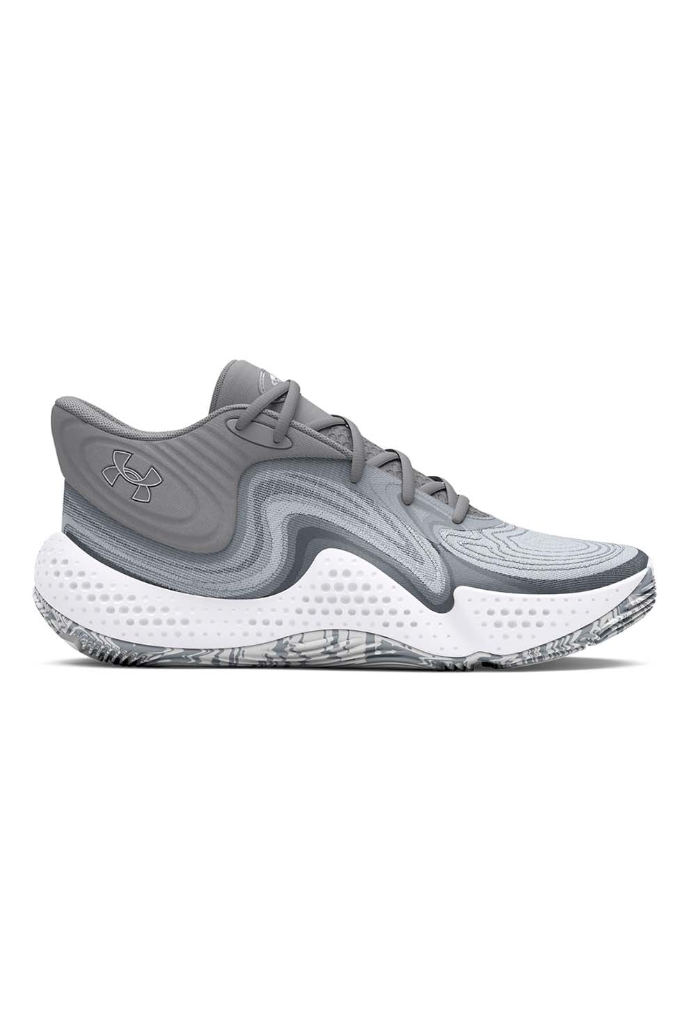 Under Armour, Pantofi mid-cu pentru baschet Spawn 6, Gri, 9.5