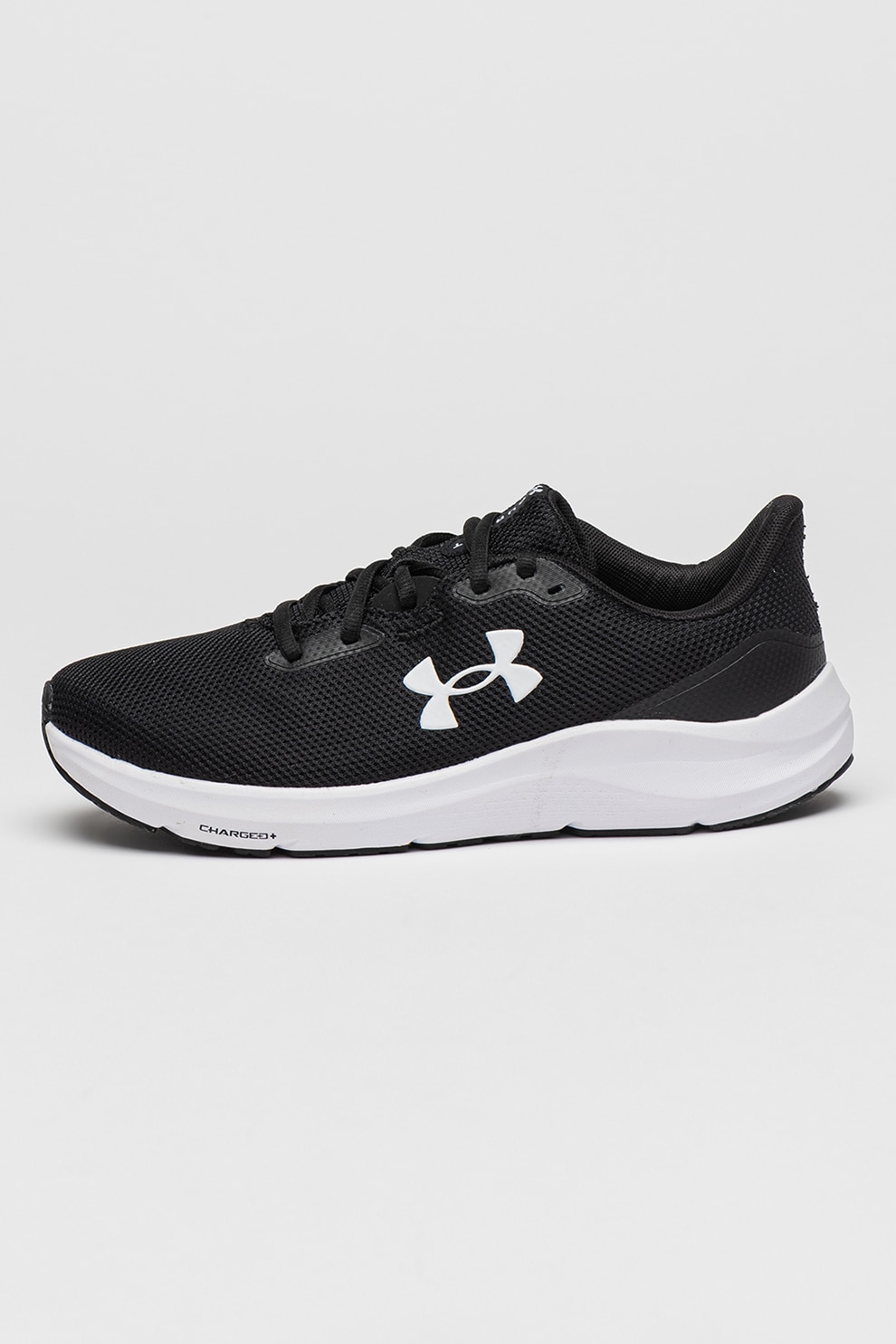 Under Armour, Pantofi din plasa, pentru alergare Charged Pursuit 4, Negru, Alb optic, 10