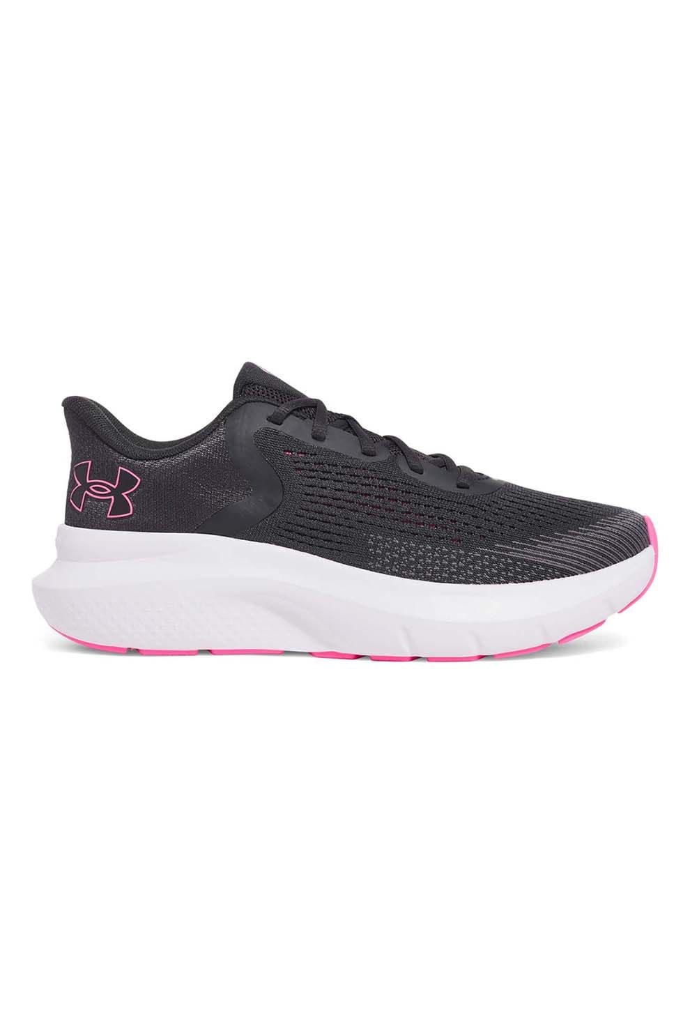 Under Armour, Pantofi Charged Rogue 5 cu logo pentru alergare, Roz deschis, Gri inchis, 7