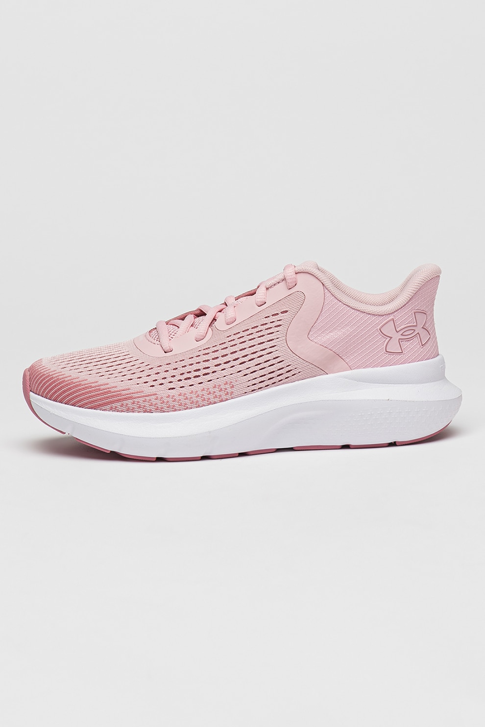 Under Armour, Pantofi Charged Rogue 5 cu logo pentru alergare, Roz pal, Roz prafuit, 6.5