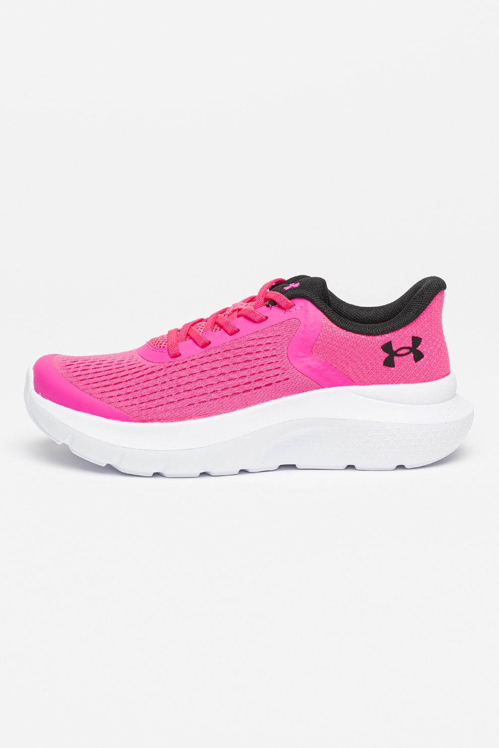 Under Armour, Rogue 5, Pantofi cu logo pentru alergare, Negru, Roz neon, 35 EU