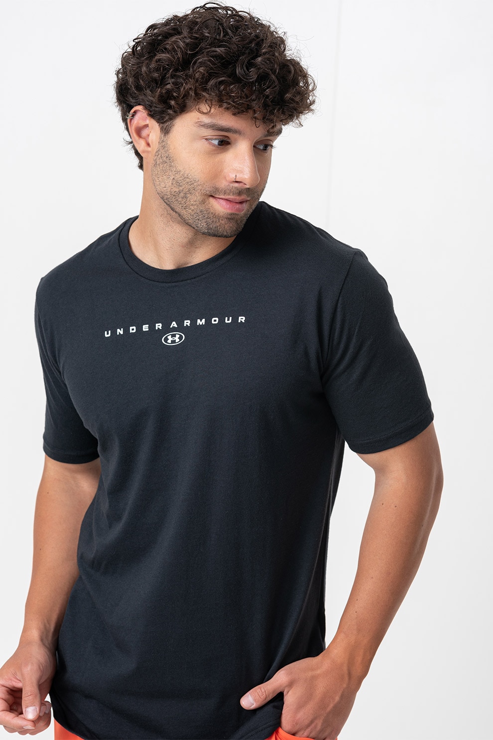 Under Armour, Tricou cu imprimeu logo Stacked, Albastru ultramarin, S ...