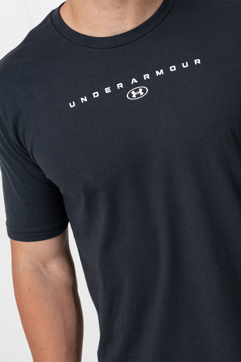 Under Armour, Tricou cu imprimeu logo Stacked, Albastru ultramarin, S ...