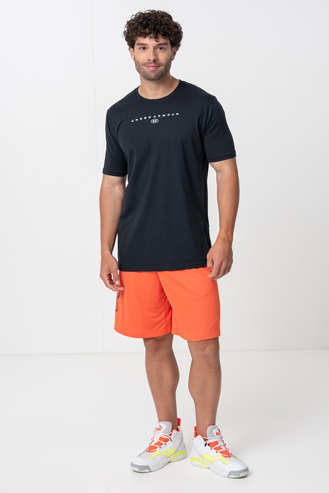 Under Armour, Tricou cu imprimeu logo Stacked, Albastru ultramarin, S ...
