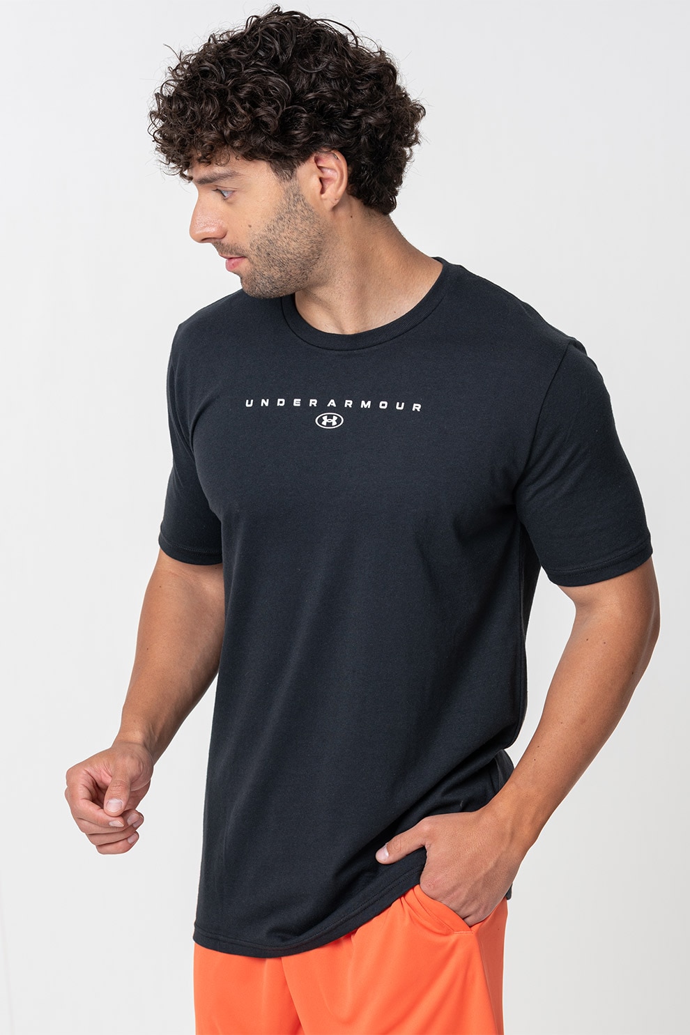 Under Armour, Tricou cu imprimeu logo Stacked, Albastru ultramarin, S ...