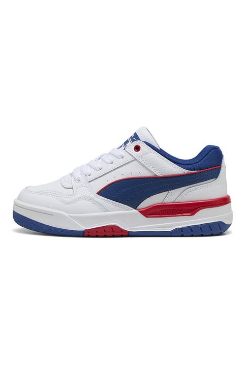 Puma, Pantofi sport Rebound Retro cu insertii de piele, Rosu/Alb/Albastru