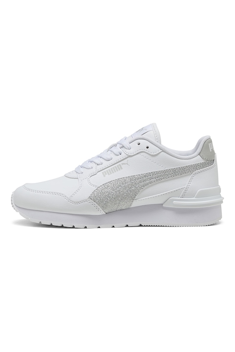 Puma, ST Runner v4 műbőr sneaker, Szürke/Fehér/Ezüstszín