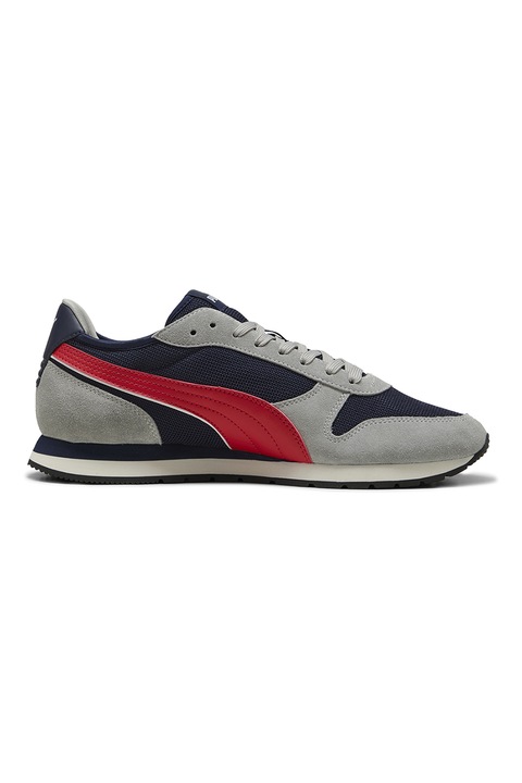 Puma, Pantofi sport St Miller de piele intoarsa si plasa, Rosu, Gri inchis, Bleumarin, 8.5
