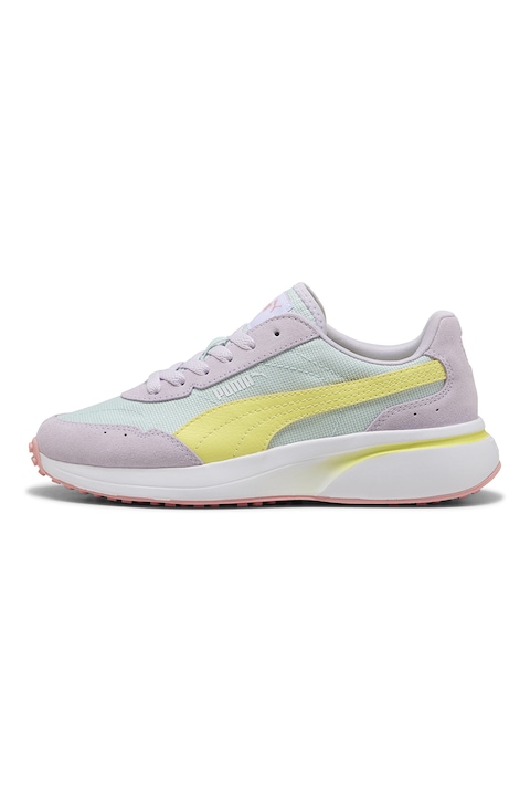 Puma, Спортни обувки R78 Glance с велур, Жълт/Лилав/Ментово зелено