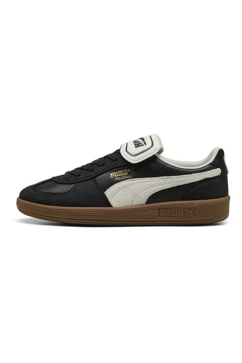 Puma, Pantofi sport low-cut de piele, Negru/Alb murdar