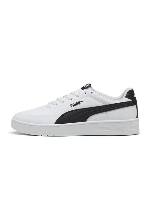 Puma, Pantofi sport de piele ecologica, Alb/Negru
