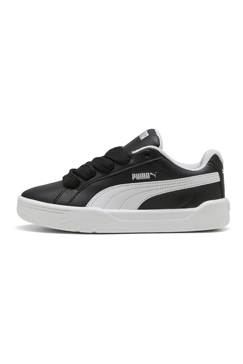 Puma, Pantofi sport Easy Jr de piele ecologica cu sireturi, Alb/Negru