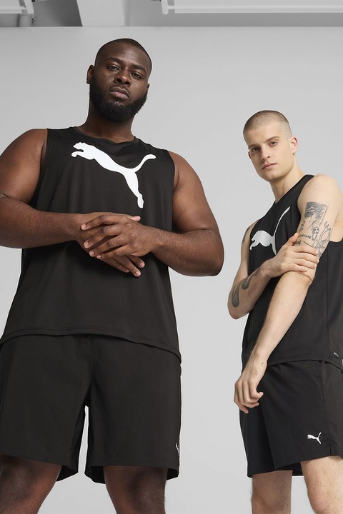 Puma, Top cu logo, pentru fitness, Alb/Negru stins