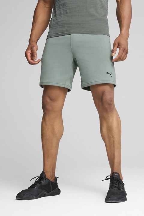 Puma, Pantaloni scurti cu logo, pentru fitness, Gri cenusiu