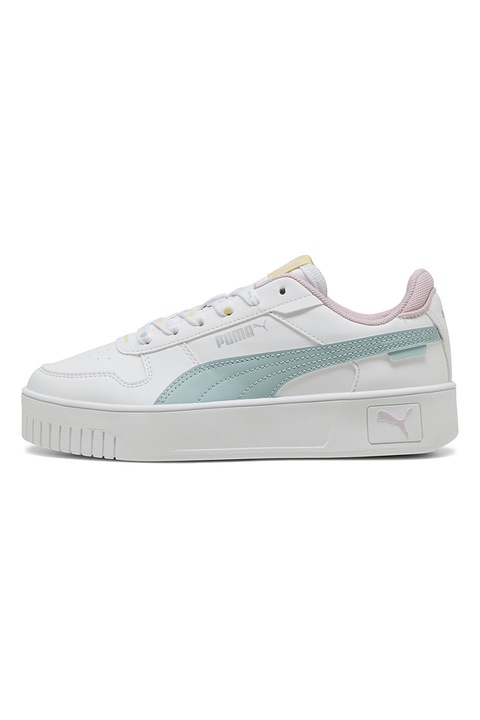 Puma, Pantofi din piele cu platforma, Alb/Roz/Verde menta, 39 EU