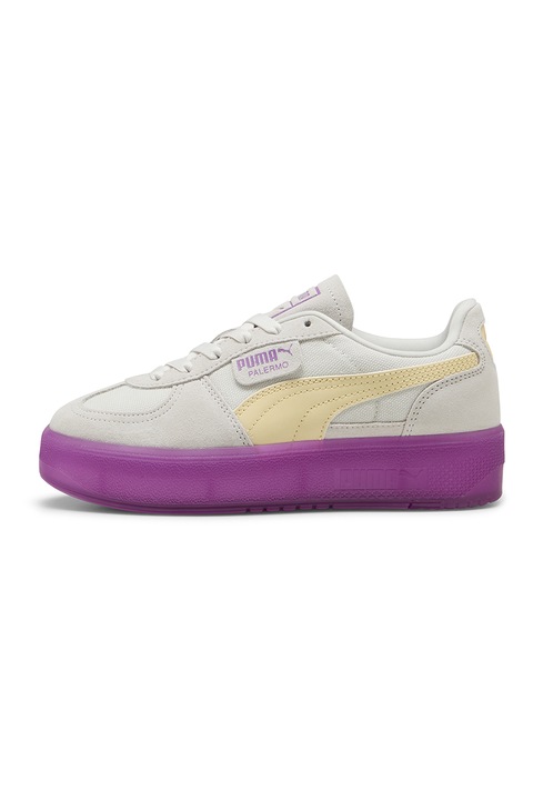 Puma, Pantofi sport cu garnituri din piele intoarsa Palermo, Galben/Grej