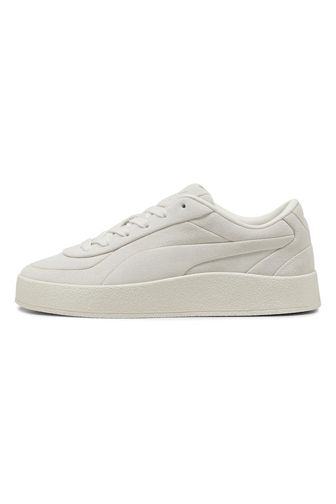 Puma, Pantofi sport low cut de piele intoarsa, Alb murdar, 3.5