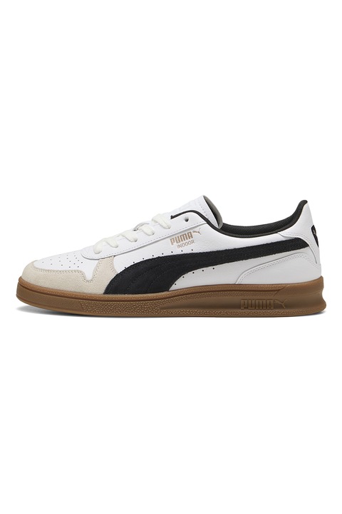 Puma, Bőrsneaker nyersbőr részletekkel, Fekete/Fehér