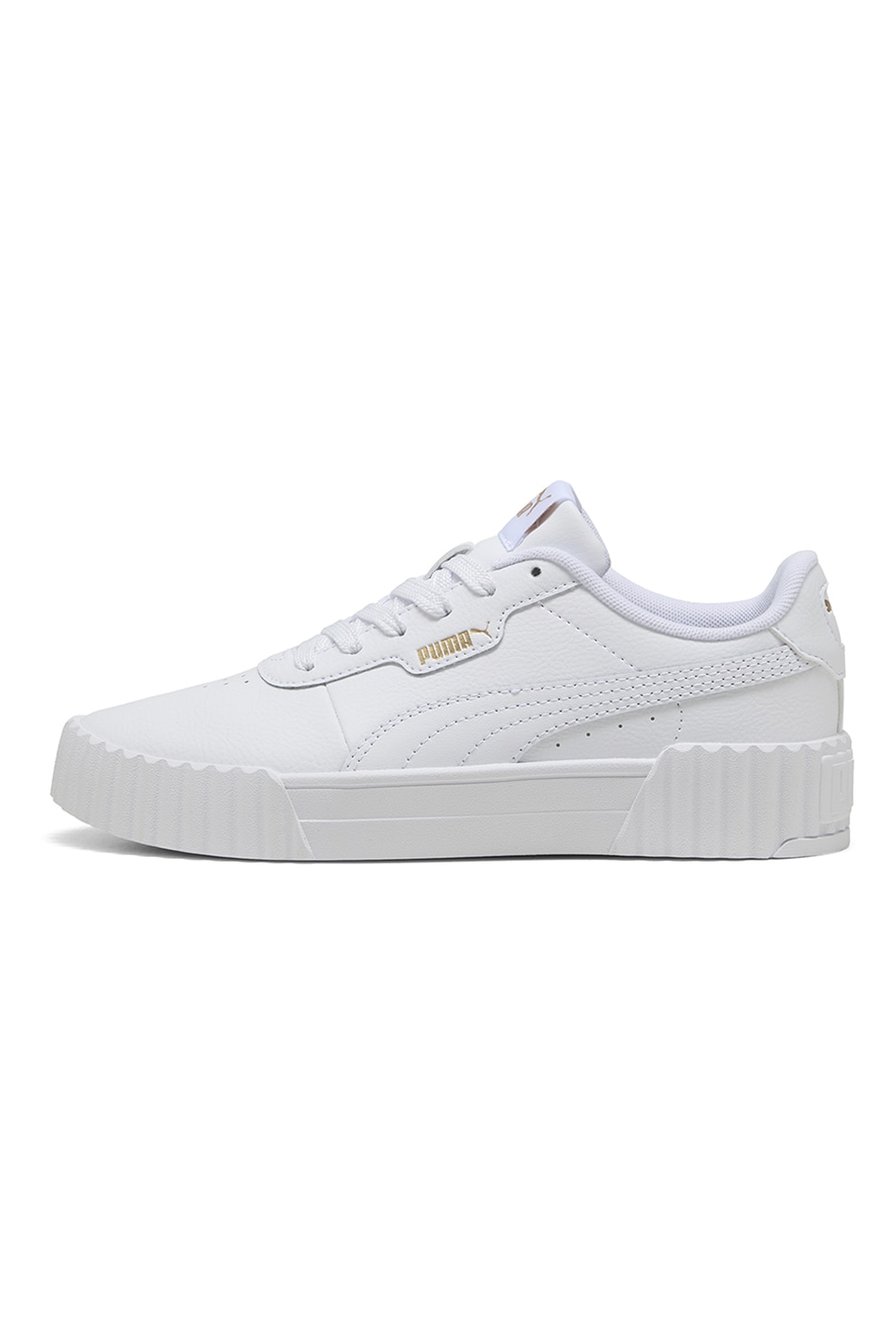 Puma, Pantofi sport Carina 3.0 din piele si piele ecologica cu detalii perforate, Alb, 35.5 EU
