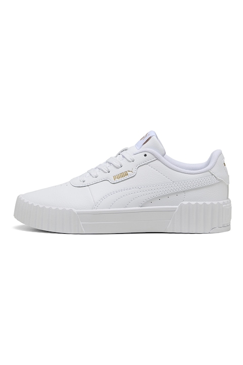 Puma, Carina 3.0 bőr és műbőr sneaker perforált részletekkel, Fehér