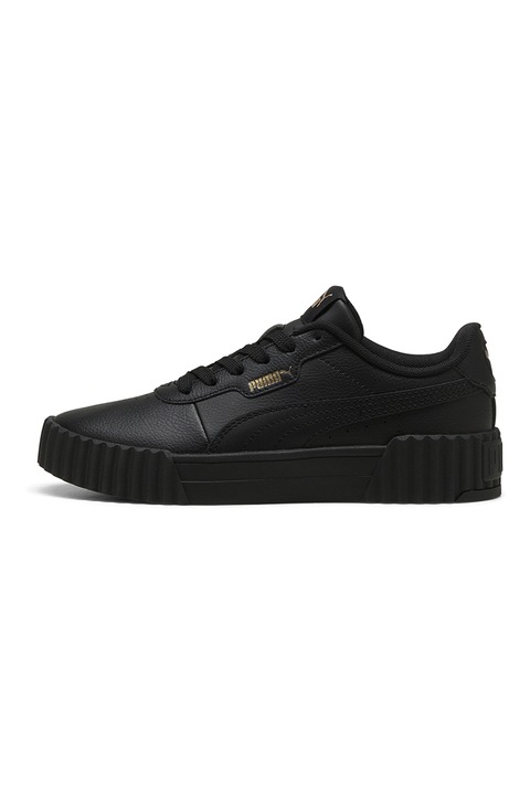 Puma, Carina 3.0 bőr és műbőr sneaker perforált részletekkel, Fekete