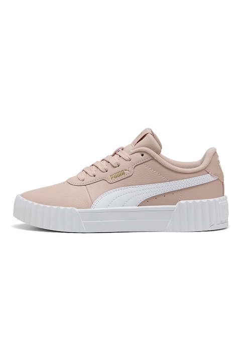 Puma, Carina 3.0 bőr és műbőr sneaker perforált részletekkel, Fehér/Lazacszín